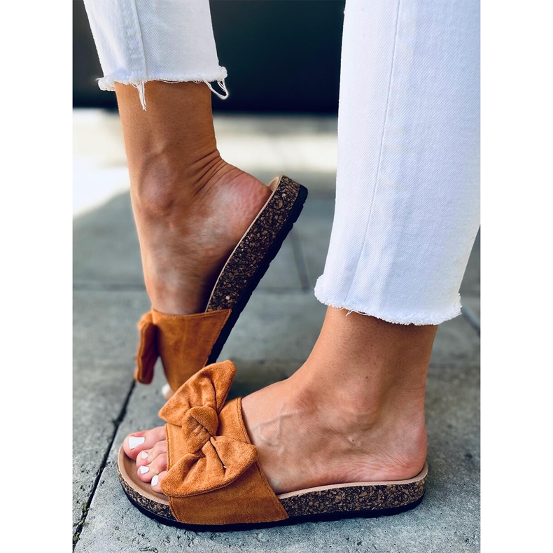 Klapki korkowe Kiara Camel brązowe 2