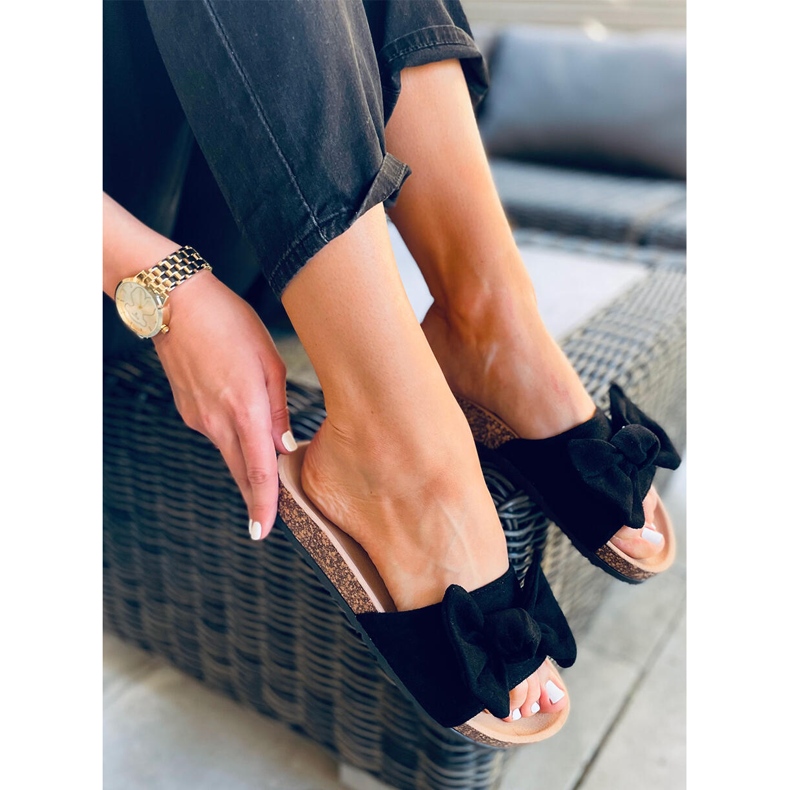 Klapki korkowe Kiara Black czarne 2