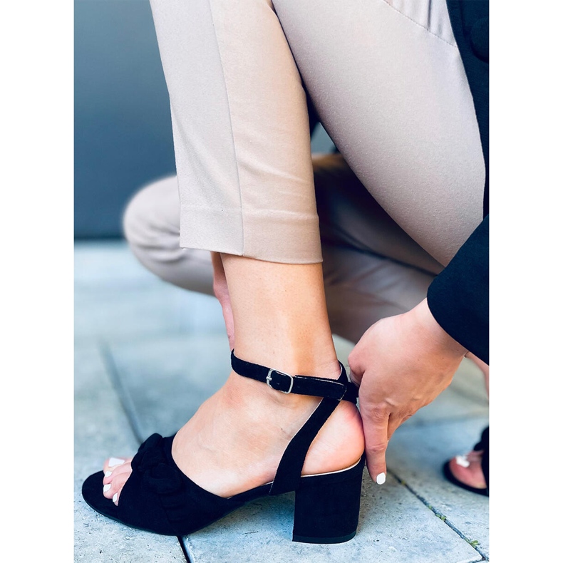 Sandałki na obcasie Giselle Black czarne 1