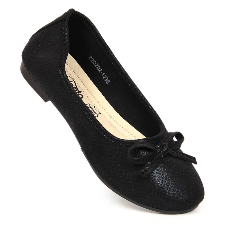 Baleriny dziewczęce z kokardką czarne eVento 1