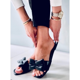 Klapki z kokardą Mili Black czarne 1