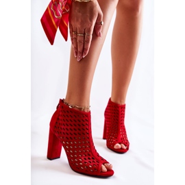 WT1 Zamszowe Ażurowe Botki Czerwone Jenissa 1