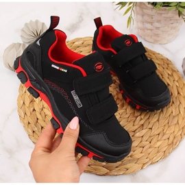 Buty trekkingowe dziecięce wodoodporne czarno-czerwone American Club czarne 1