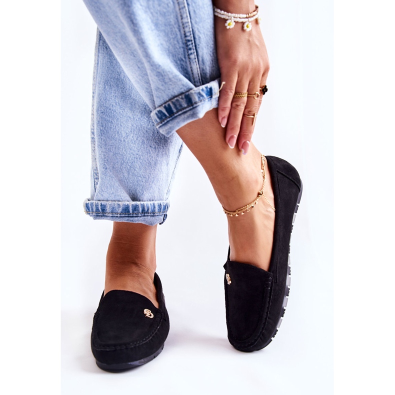 PS1 Damskie Zamszowe Mokasyny Czarne Colena 2