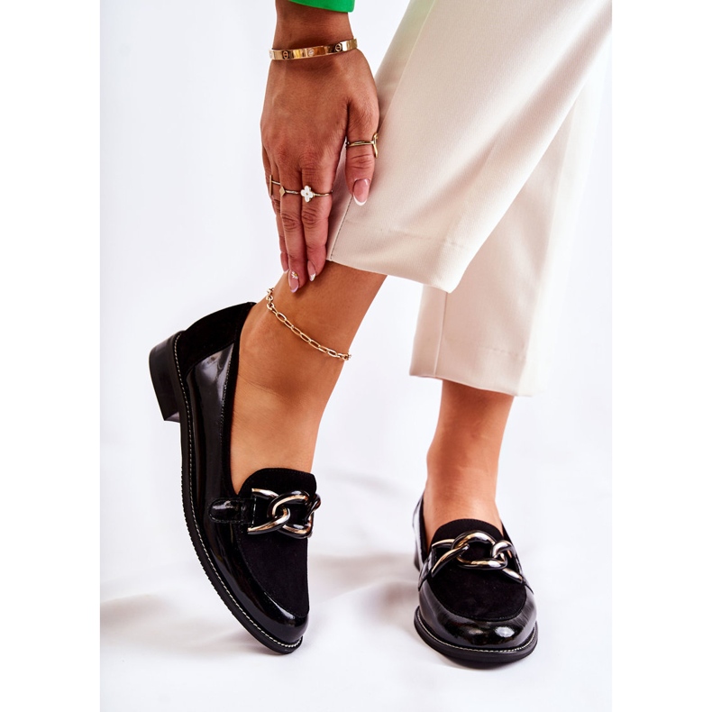 Klasyczne Mokasyny Z Łańcuchem Laura Messi 2531 Czarne 1