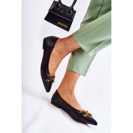 WS1 Damskie Baleriny W Szpic Z Ozdobą Czarne Carlos 2