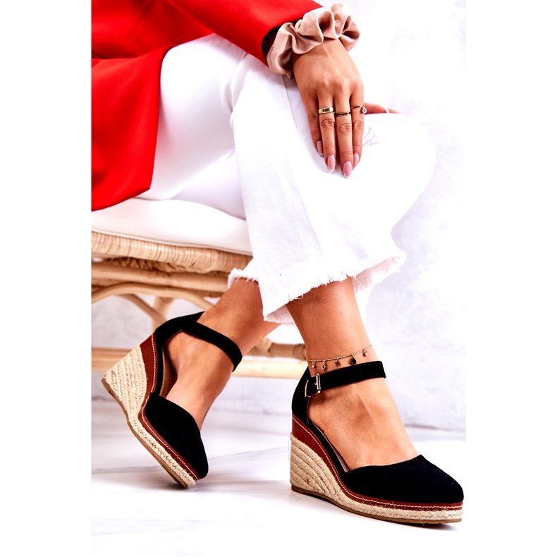 PS1 Damskie Espadryle Na Koturnie Czarne Tamarill 4