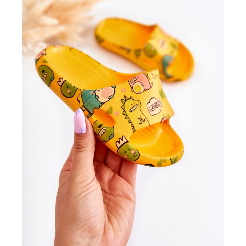 WJ1 Lekkie Dziecięce Klapki Dinozaury Pomarańczowe Astro 1