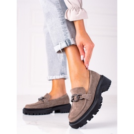SHELOVET Mokasyny Na Platformie brązowe 1