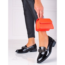 SHELOVET Lakierowane Mokasyny Damskie czarne 2