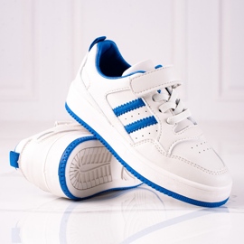 Sneakersy dziecięce Shelovet ze skóry ekologicznej biało niebieskie białe 1