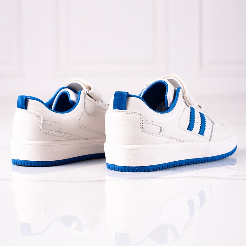 Sneakersy dziecięce Shelovet ze skóry ekologicznej biało niebieskie białe 2