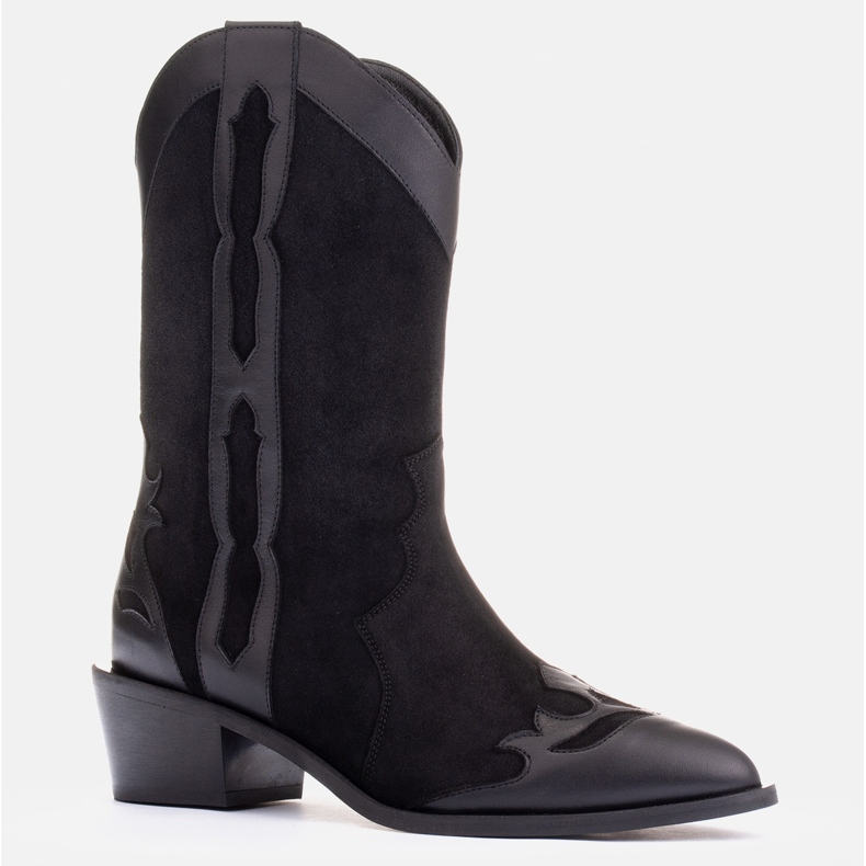 Marco Shoes Czarne botki z naturalnego zamszu 1