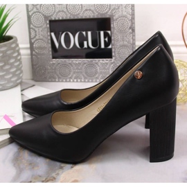 Czółenka na słupku Vinceza W JAN126A czarne 2