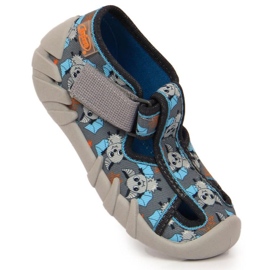 Kapcie na rzep z nietoperzem Befado Jr BEF6A szare 1