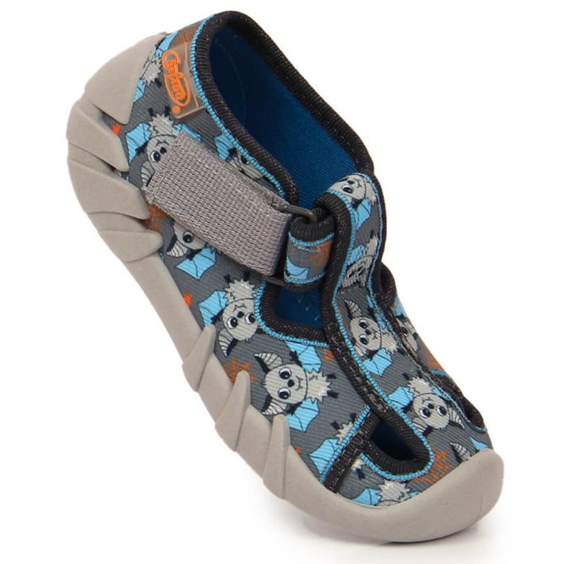 Kapcie na rzep z nietoperzem Befado Jr BEF6A szare 1