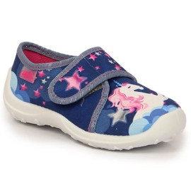 Kapcie na rzep z jednorożcem Befado Jr BEF35A granatowe 2