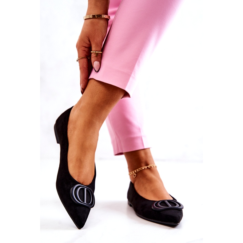 PS1 Zamszowe Baleriny W Szpic Czarne Neriso 3