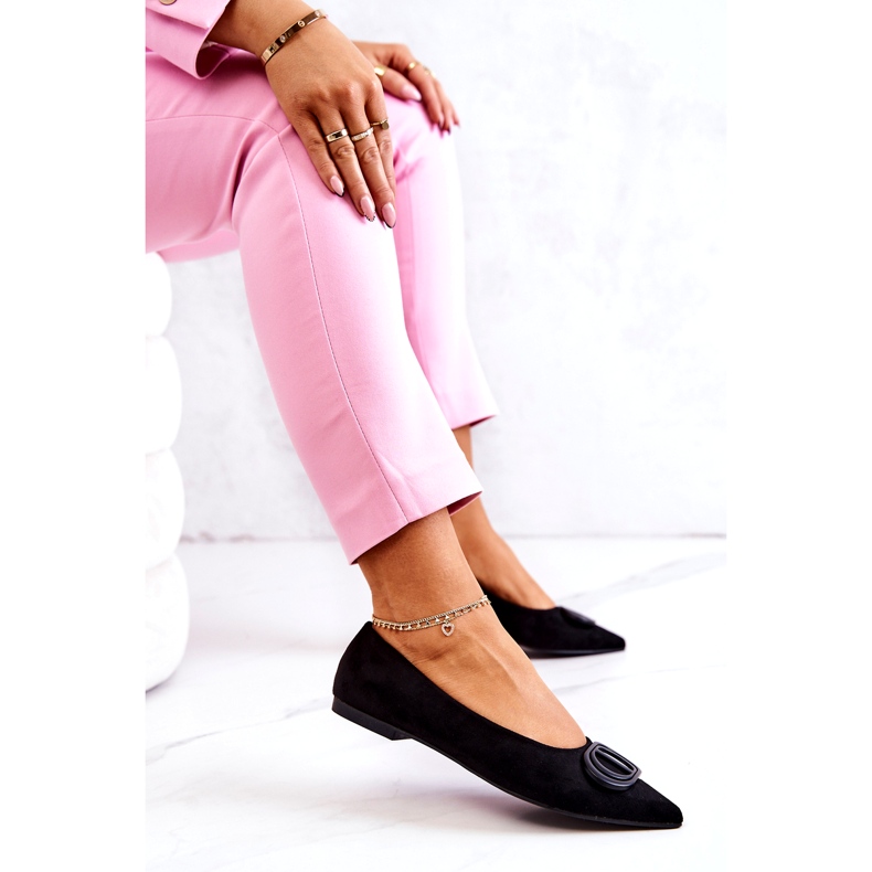 PS1 Zamszowe Baleriny W Szpic Czarne Neriso 6