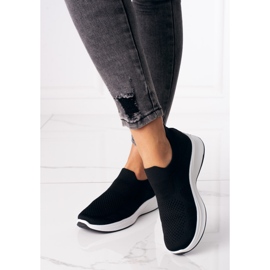 Sneakersy damskie Shelovet czarne z białą podeszwą 1
