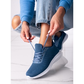 Sznurowane sneakersy damskie Shelovet niebieskie 1