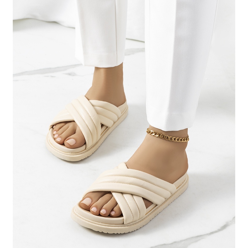 Beżowe klapki na platformie Daintree beżowy 1