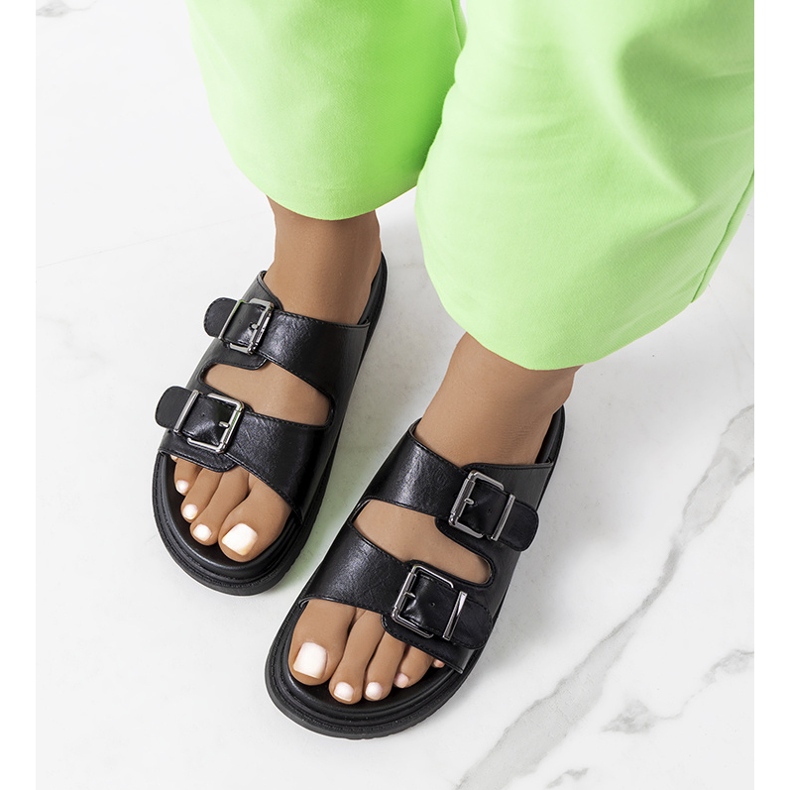 BM Czarne klapki damskie Grayson 1