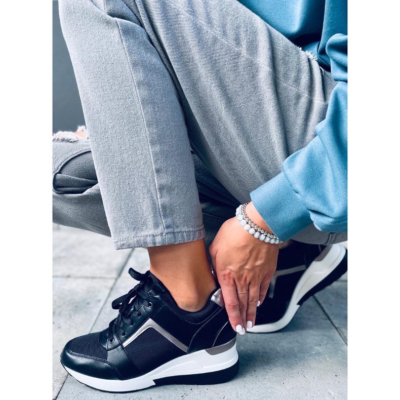 Sneakersy na koturnie Wisto Black czarne 1