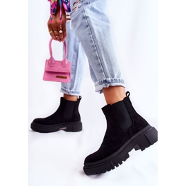 PS1 Zamszowe Wsuwane Botki Workery Czarne Lorea 2