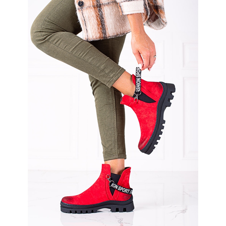 W. Potocki Czerwone zamszowe workery Potocki 1