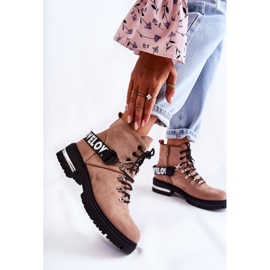 PS1 Zamszowe Ocieplane Botki Z Paskiem Brązowe Aurelio beżowy 1