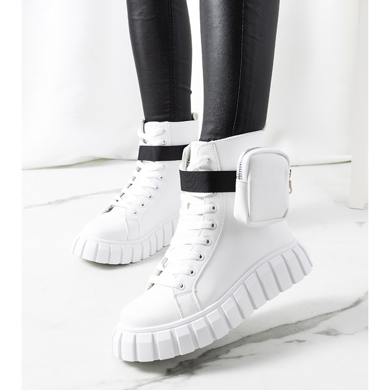 Białe trampki na platformie Haver 1