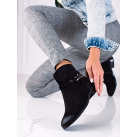 W. Potocki Botki damskie Potocki kowbojki z łańcuszkiem czarne 1