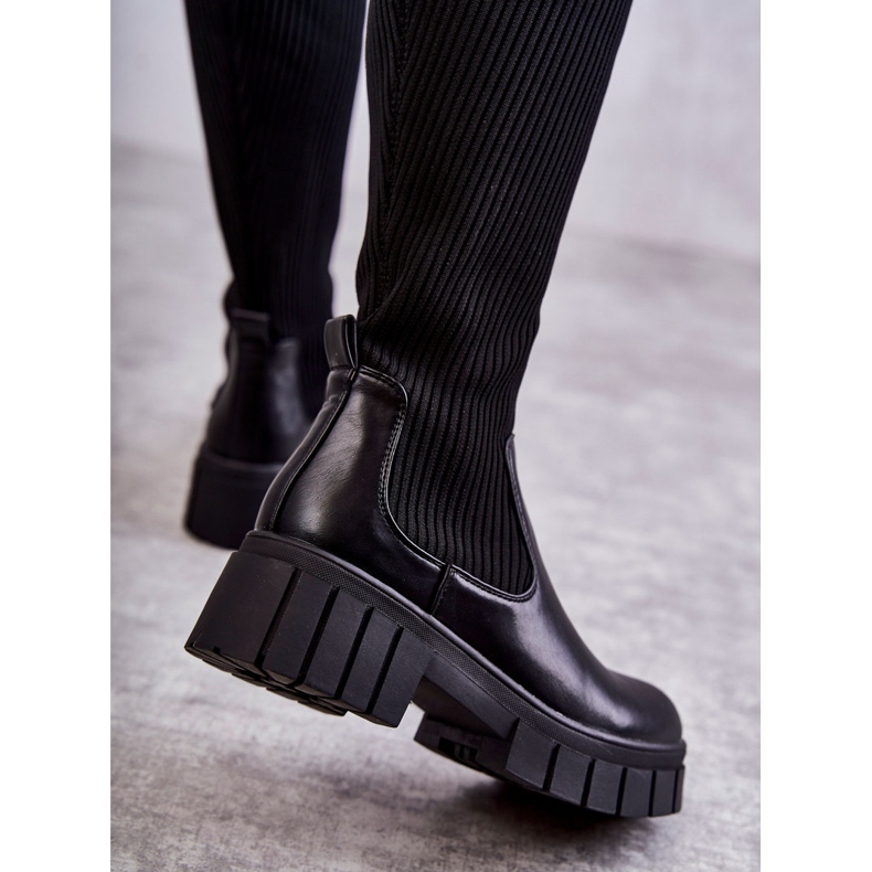 PS1 Wysokie Damskie Kozaki Workery Czarne Austin 2