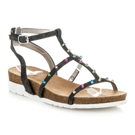 Sandałki Na Koturnie KYLIE czarne 1