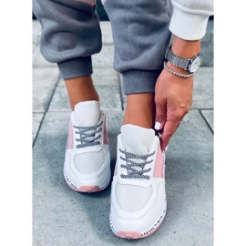 Buty sportowe damskie Milano Pink białe różowe 3