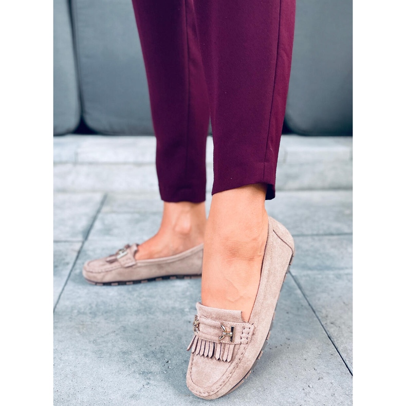 Mokasyny damskie Leif Khaki beżowy 1