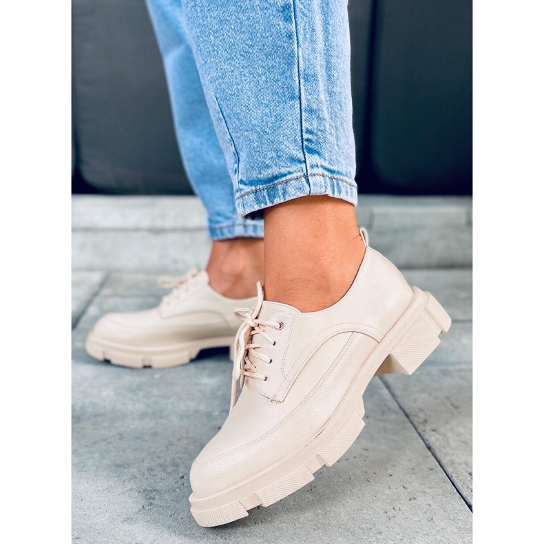 Mokasyny na wysokiej podeszwie Unna Beige beżowy 1