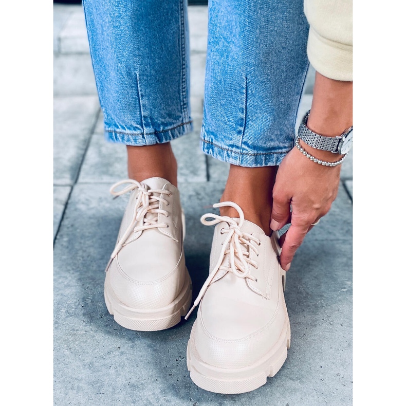 Mokasyny na wysokiej podeszwie Unna Beige beżowy 2