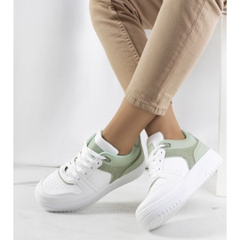 Zielone sneakersy damskie Lins białe 1
