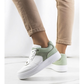 Zielone sneakersy damskie Lins białe 2