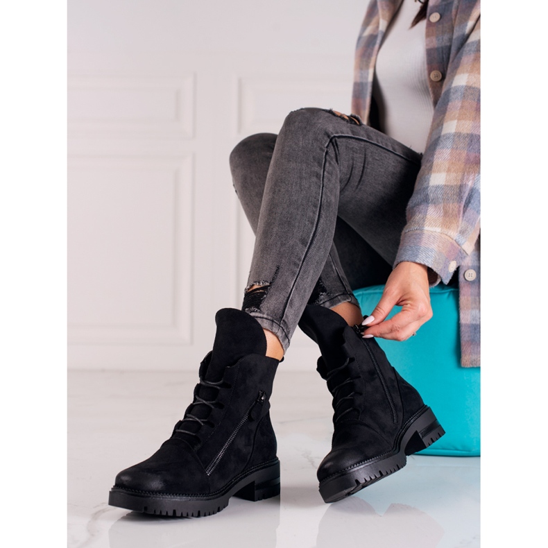 Czarne zamszowe workery W. Potocki 1