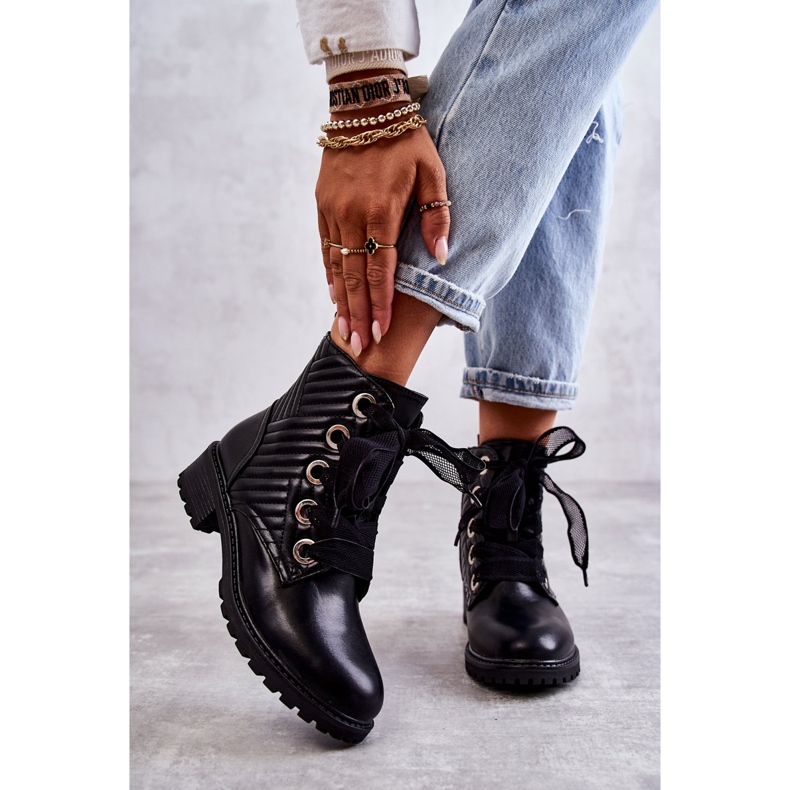 PG1 Pikowane Botki Z Ociepleniem Czarne Torino 2