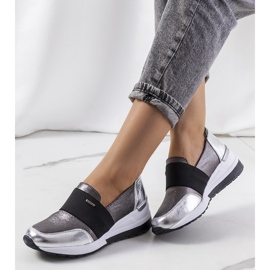 Srebrne sneakersy skórzane Campina srebrny szare 1