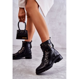 Ocieplane Eko-Skóra Wężowe Botki Czarne Colira 1