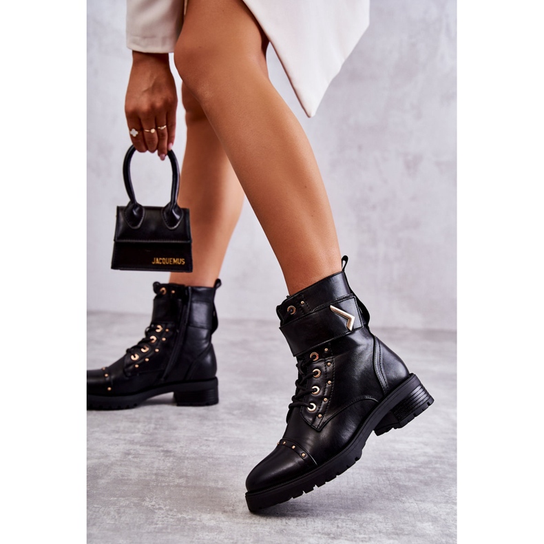 Ocieplane Eko-Skóra Wężowe Botki Czarne Colira 1