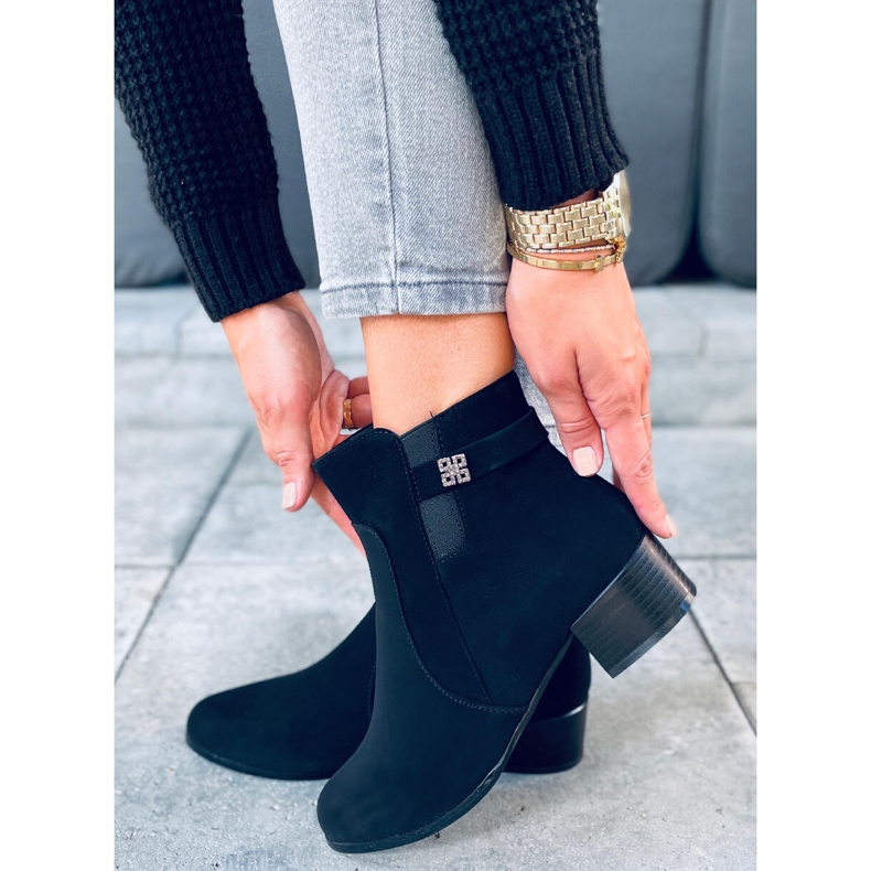 Botki na niskim obcasie Radd Black czarne 2