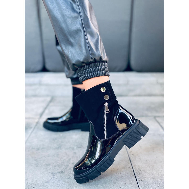 Botki lakierowane Unni Black czarne 1