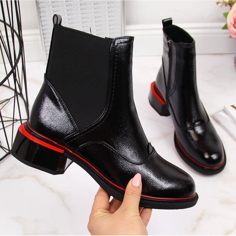 Botki damskie lakierowane sztyblety czarne Filippo 2