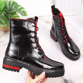 Workery damskie lakierowane ocieplane czarne Filippo 1